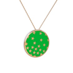 Mineli Yıldız Kolye - 18 ayar rose altın kolye (Yeşil mineli, 40 cm gümüş rolo zincir) #1t7g6uy