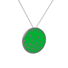 Mineli Yıldız Kolye - 925 ayar siyah rodyum kaplama gümüş kolye (Yeşil mineli, 40 cm beyaz altın rolo zincir) #inpugs