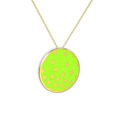 Mineli Yıldız Kolye - 8 ayar altın kolye (Neon yeşil mineli, 40 cm altın rolo zincir) #ll2bxy