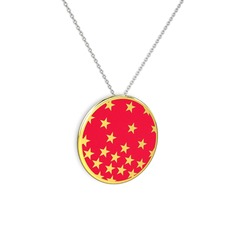 Mineli Yıldız Kolye - 925 ayar altın kaplama gümüş kolye (Kırmızı mineli, 40 cm beyaz altın rolo zincir) #olblvb
