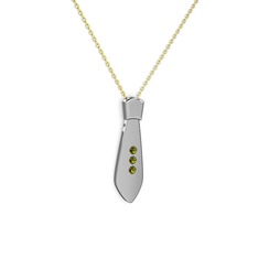 Taşlı Kravat Kolye - Peridot 925 ayar gümüş kolye (40 cm altın rolo zincir) #17z9i45