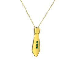 Taşlı Kravat Kolye - Yeşil kuvars 8 ayar altın kolye (40 cm gümüş rolo zincir) #1fvyvv3
