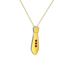 Taşlı Kravat Kolye - Rodolit garnet 8 ayar altın kolye (40 cm gümüş rolo zincir) #77dujp