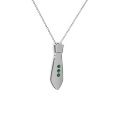 Taşlı Kravat Kolye - Yeşil kuvars 925 ayar gümüş kolye (40 cm beyaz altın rolo zincir) #ynzucu