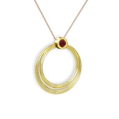 Casalina Halka Kolye - Kök yakut 8 ayar altın kolye (40 cm gümüş rolo zincir) #11m596p