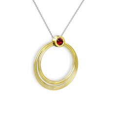 Casalina Halka Kolye - Garnet 14 ayar altın kolye (40 cm beyaz altın rolo zincir) #1b0q56z