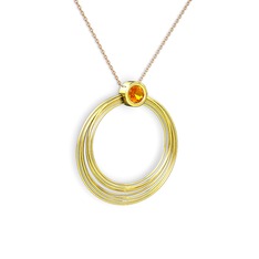 Casalina Halka Kolye - Sitrin 14 ayar altın kolye (40 cm rose altın rolo zincir) #1fvliia