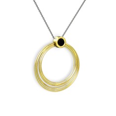 Casalina Halka Kolye - Siyah zirkon 18 ayar altın kolye (40 cm gümüş rolo zincir) #1jq7o23