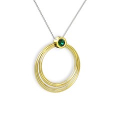 Casalina Halka Kolye - Yeşil kuvars 14 ayar altın kolye (40 cm gümüş rolo zincir) #1m5e3li