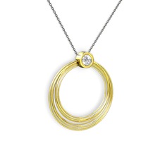 Casalina Halka Kolye - Beyaz zirkon 14 ayar altın kolye (40 cm gümüş rolo zincir) #1tp4d97
