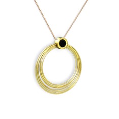 Casalina Halka Kolye - Siyah zirkon 18 ayar altın kolye (40 cm rose altın rolo zincir) #1w97scx
