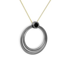 Casalina Halka Kolye - Siyah zirkon 925 ayar siyah rodyum kaplama gümüş kolye (40 cm altın rolo zincir) #634o9a