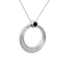 Casalina Halka Kolye - Siyah zirkon 925 ayar gümüş kolye (40 cm beyaz altın rolo zincir) #e2ihhg