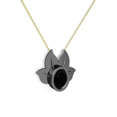 Satya Kolye - Siyah zirkon 925 ayar siyah rodyum kaplama gümüş kolye (40 cm gümüş rolo zincir) #1mi7ocu