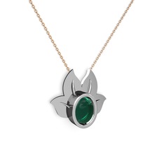 Satya Kolye - Yeşil kuvars 925 ayar gümüş kolye (40 cm rose altın rolo zincir) #snrsoz