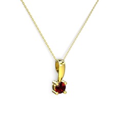 Edina Tektaş Kolye - Garnet 14 ayar altın kolye (40 cm altın rolo zincir) #11g10hb
