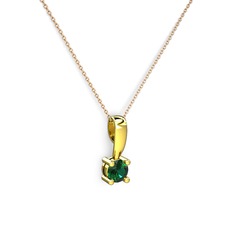 Edina Tektaş Kolye - Yeşil kuvars 8 ayar altın kolye (40 cm rose altın rolo zincir) #17e52zz