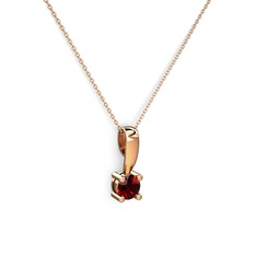 Garnet 18 ayar rose altın kolye (40 cm rose altın rolo zincir)