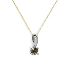 Edina Tektaş Kolye - Dumanlı kuvars 18 ayar beyaz altın kolye (40 cm gümüş rolo zincir) #1nilut6
