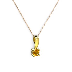 Edina Tektaş Kolye - Sitrin 8 ayar altın kolye (40 cm rose altın rolo zincir) #1sgvbxm