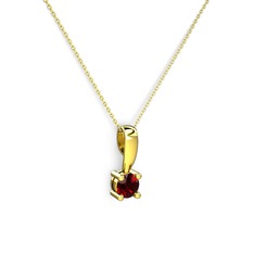 Garnet 14 ayar altın kolye (40 cm gümüş rolo zincir)