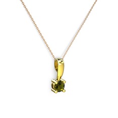 Edina Tektaş Kolye - Peridot 14 ayar altın kolye (40 cm rose altın rolo zincir) #3as80w