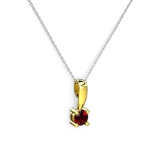 Garnet 18 ayar altın kolye (40 cm gümüş rolo zincir)