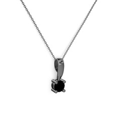 Edina Tektaş Kolye - Siyah zirkon 925 ayar siyah rodyum kaplama gümüş kolye (40 cm gümüş rolo zincir) #bq0pfr