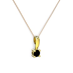 Siyah zirkon 18 ayar altın kolye (40 cm rose altın rolo zincir)