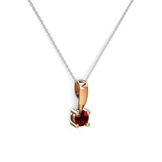 Edina Tektaş Kolye - Garnet 18 ayar rose altın kolye (40 cm beyaz altın rolo zincir) #fpoins