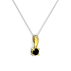 Siyah zirkon 18 ayar altın kolye (40 cm gümüş rolo zincir)