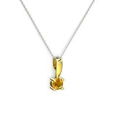 Edina Tektaş Kolye - Sitrin 18 ayar altın kolye (40 cm beyaz altın rolo zincir) #lh97on