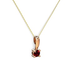 Edina Tektaş Kolye - Garnet 18 ayar rose altın kolye (40 cm altın rolo zincir) #m3mgvi