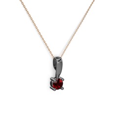 Edina Tektaş Kolye - Garnet 925 ayar siyah rodyum kaplama gümüş kolye (40 cm rose altın rolo zincir) #u4h2hx
