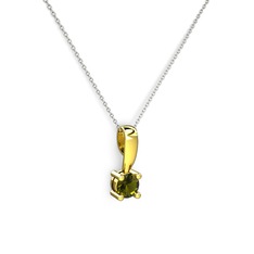 Peridot 14 ayar altın kolye (40 cm beyaz altın rolo zincir)