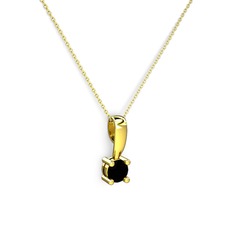 Edina Tektaş Kolye - Siyah zirkon 925 ayar altın kaplama gümüş kolye (40 cm altın rolo zincir) #zdsg6b