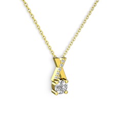 Taşlı Daire X kolye - Swarovski 8 ayar altın kolye (40 cm altın rolo zincir) #1xerkc5