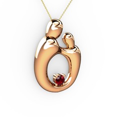 Aile Kolye - Garnet 18 ayar rose altın kolye (40 cm altın rolo zincir) #1jdxswp