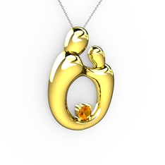 Aile Kolye - Sitrin 8 ayar altın kolye (40 cm beyaz altın rolo zincir) #1wrp41l