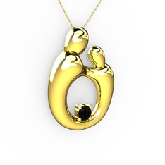 Aile Kolye - Siyah zirkon 14 ayar altın kolye (40 cm altın rolo zincir) #r95h4j