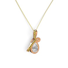 Peridot ve swarovski 14 ayar rose altın kolye (40 cm gümüş rolo zincir)