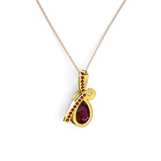 Büyük Ria Kolye - Garnet ve rodolit garnet 14 ayar altın kolye (40 cm gümüş rolo zincir) #19ok5dw