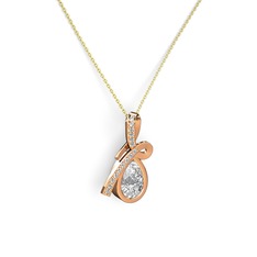 Büyük Ria Kolye - Pırlanta ve swarovski 8 ayar rose altın kolye (0.225 karat, 40 cm altın rolo zincir) #1m3l07l