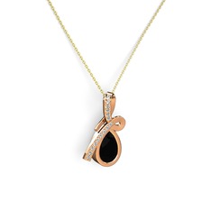 Büyük Ria Kolye - Swarovski ve siyah zirkon 14 ayar rose altın kolye (40 cm altın rolo zincir) #1pjmq1o