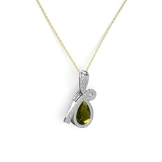 Büyük Ria Kolye - Swarovski ve peridot 925 ayar gümüş kolye (40 cm altın rolo zincir) #r24dga