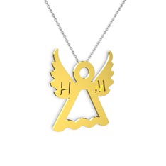Harfli Liza Melek Kolye - 18 ayar altın kolye (40 cm beyaz altın rolo zincir) #q5uvxr