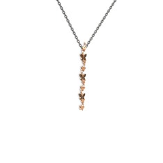 Mesa Kelebek Kolye - Siyah zirkon 14 ayar rose altın kolye (40 cm gümüş rolo zincir) #1orqfrx