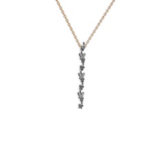 Mesa Kelebek Kolye - Pırlanta 925 ayar siyah rodyum kaplama gümüş kolye (0.9504 karat, 40 cm rose altın rolo zincir) #1s32q3c