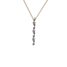 Mesa Kelebek Kolye - Pembe kuvars 925 ayar siyah rodyum kaplama gümüş kolye (40 cm rose altın rolo zincir) #1uj0puo
