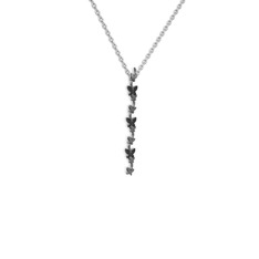 Mesa Kelebek Kolye - Siyah zirkon 925 ayar siyah rodyum kaplama gümüş kolye (40 cm gümüş rolo zincir) #1y1hkol